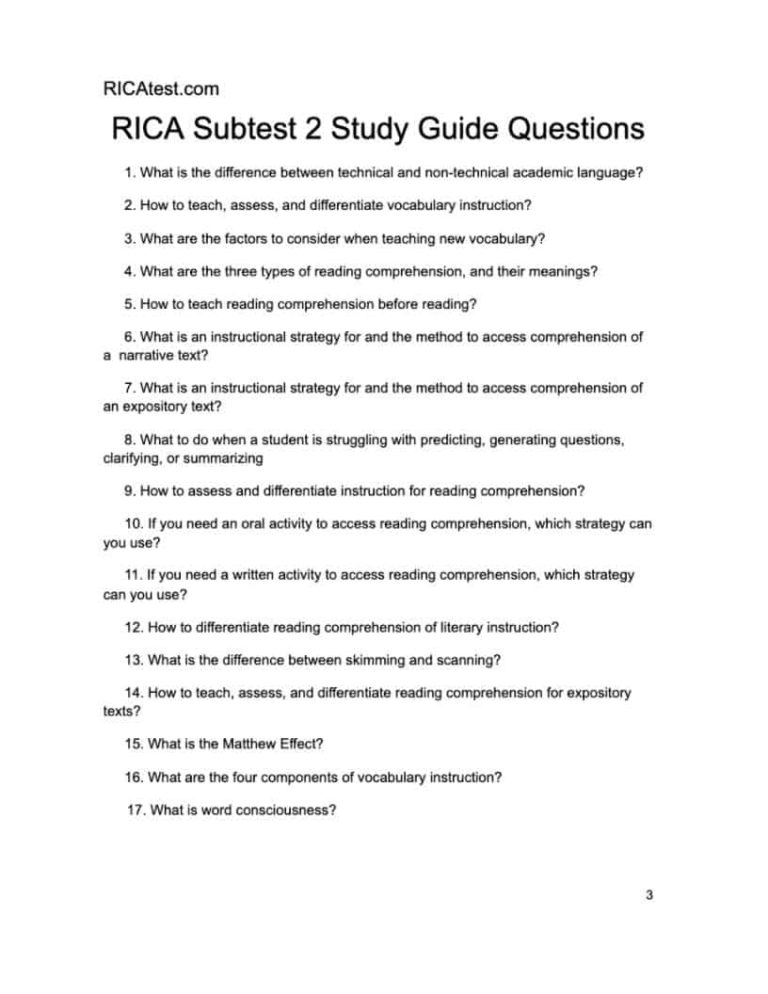RICA Subtest 2 Study Guide
