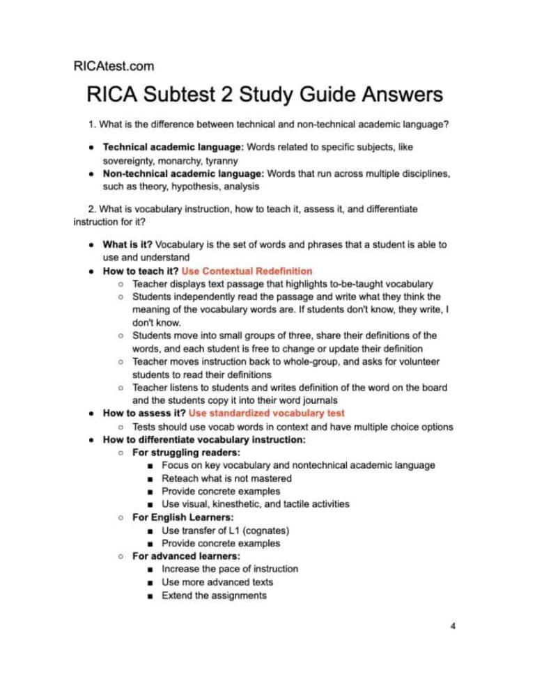 RICA Subtest 2 Study Guide