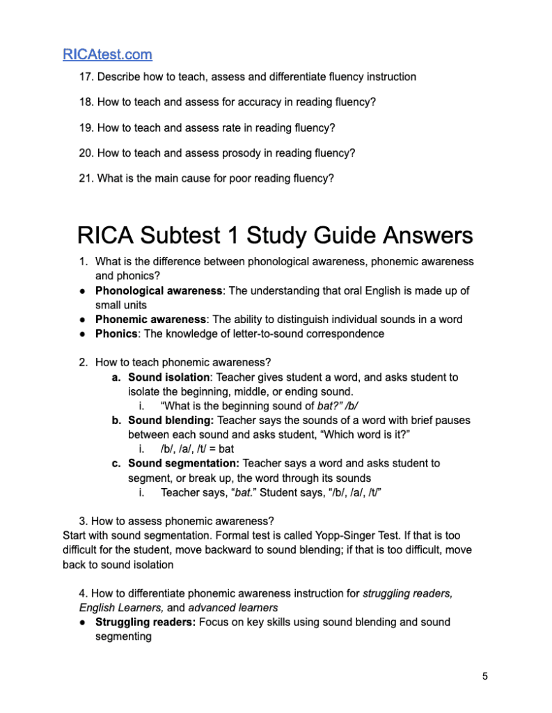 Rica Study Guide – RICA Test